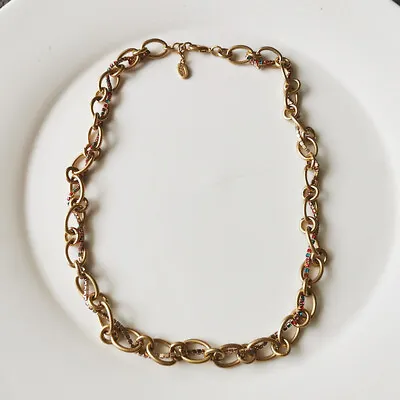 $10.59 • Buy New 19  Zara Rhinestone Chain Necklace Gift Vintage Women Party Holiday Jewelry