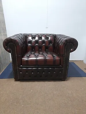 Chesterfield Leather Armchair Wine  • £399