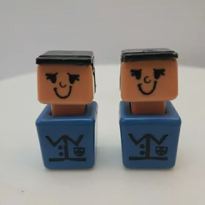 Two Vintage Playskool Familiar Places McDonalds Square Head Little People Men • $7.99