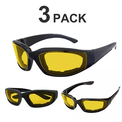 Yellow Sun Glasses Night Vision Driving Padded Motorcycle Riding Cycling Unisex • $9.79