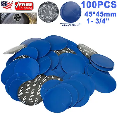 100 PCS Medium Size 1- 3/4  Round Radial Rubber Car Tire Repair Tyre Patches Kit • $13.25