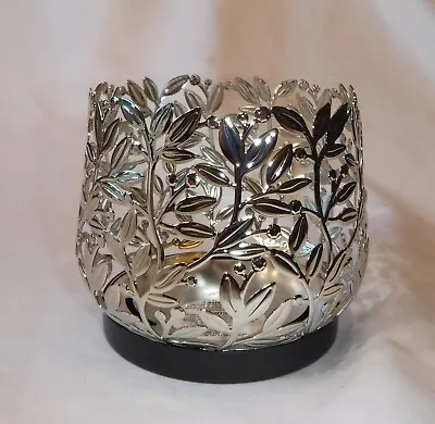 Bath & Body Works Botanical Bling Silver 3 Wick Candle Holder Sleeve Black Base • $11.95