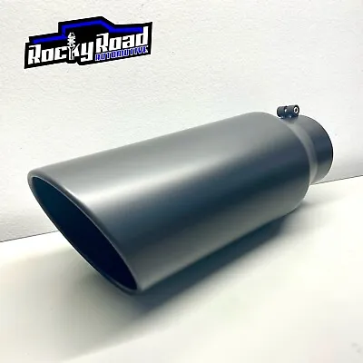 Diesel Exhaust Tip 5  Inlet 7  Outlet 18  Long Stainless Steel Black SpeedFX • $44.99