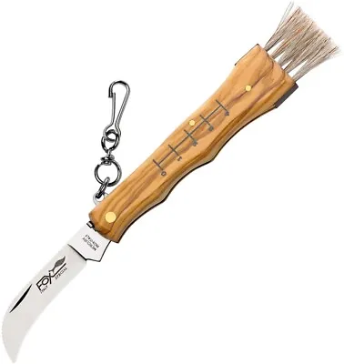 Fox® Knives Folding Mushroom Knife With Brush & Clip / Olive Wood - Italy • $62.88