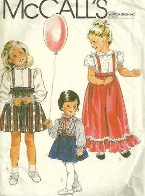 VTG 70s McCalls 7367 Little Girls 6 Pinafore Skirt Blouse Vest Maxi Boho Pattern • $4.99