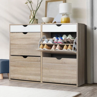 $172.39 • Buy Oikiture Shoe Rack Shoe Storage Cabinet Cupboard Organiser Shelf Wooden 36 Pairs