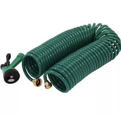 100ft 30m Retractable Coil Garden Hose Pipe Adjustable Water Spray Gun Ct0842 • £19.89