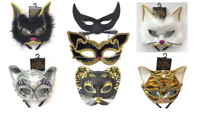 £10.95 • Buy Ladies Cat Masquerade Jewelled Face Mask Ballroom Fancy Dress Accessory