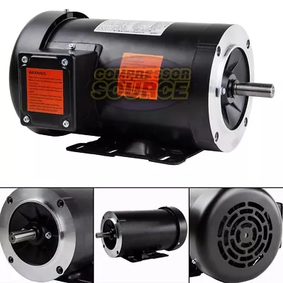 2 HP Electric Motor 3 Phase 56C Frame 1800 RPM TEFC 208 230 / 460 Volt New • $379.95