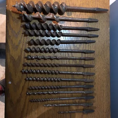WOOD AUGERS AND DRILL BITS LOT OF 15  VINTAGE Riverside Co. • $50
