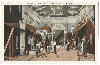 Hollywood California CA ~ Metro Studios Workers Building A Set 1920's • $4.99