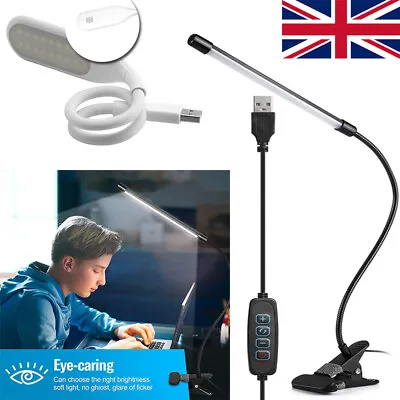 £7.49 • Buy USB Clip On Desk Lamp Flexible Clamp Reading Light LED Bed Table Bedside Night