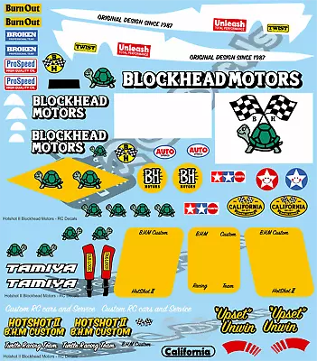 Hotshot II Blockhead Motors Customize Decals/Stickers Choice Of Colour - Tamiya • £18