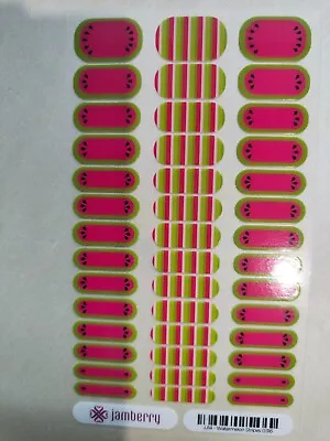 $8 • Buy 🌟Jamberry Junior Nail Wrap Full Sheet Kids Nail Stickers Watermelon Stripes Jr