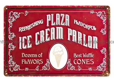 Plaza Ice Cream Parlor Metal Tin Sign Bar Club Outdoor Indoor Wall  Signs • $18.98