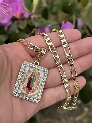 Women’s   Gold Plated Necklace 20” / Cadena Bañada En Oro Virgen De Guadalupe • $14.99