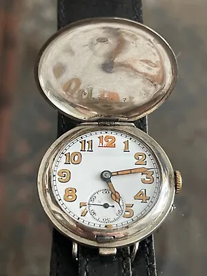 WW1 Hunter Pin Set Trench Watch Silver Gents Wristwatch Serviced • £275