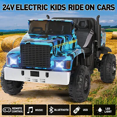 Large Camo 2-Seater 24V Battery Power Kids Ride On Car Truck Tractor 3-Speed RC  • $272.99