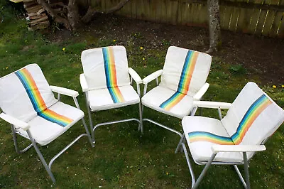 Set Vintage McM Padded Folding Garden Rainbow Patio Chairs LGBT Gay Interest Vtg • $365