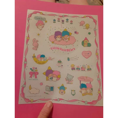 $40 • Buy Vintage 80's Sanrio Little Twin Stars Large Sticker Sheet *damaged*