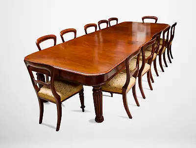 Antique Dining Table & 12 Chairs / Stunning Rare Mahogany Dining Table & Chairs • £12500