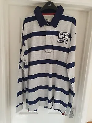 Lazy Jacks Grey Navy Striped Rugby Top Jumper Size Xl New With Tags • £21