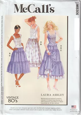 McCalls 8306 Vintage Retro 80s Top Skirts Laura Ashley Pattern Misses Size New • $9.99