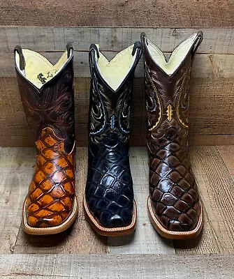 Men's Piraruco Print Rodeo Cowboy Boots Botas De Hombre Pirarruco Vaqueras Mexic • $122.99