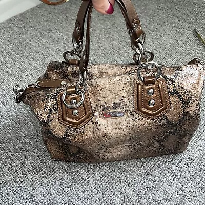 Coach Madison Sequins Snakeskin Print Satchel Bag Purse 15269_multi $598 Rare • $60