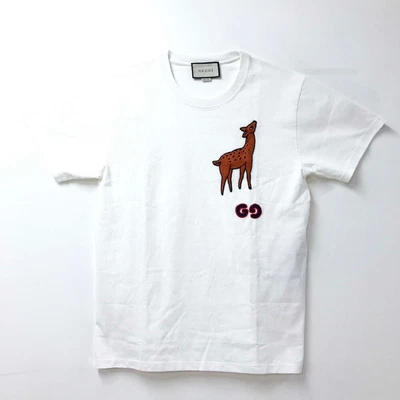$616 • Buy UNUSED GUCCI 548334 19AW Deer Patch Oversize Short Sleeve T-shirt Cotton White