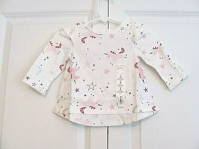 Nwt 3 Mo Girl's Jumping Beans Unicorn Themed L/s T-shirt • $6.99