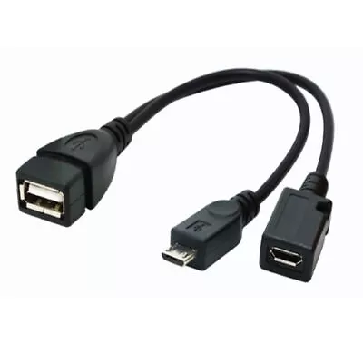 Micro USB Male To USB Female Host OTG Cable &USB 2.0 Male Power Cable Y Splitter • $1.93