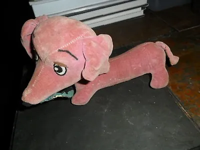Vintage Toy 1966 KAMAR Plush Dauchshund Pink 8  DOG  (CALJEFF) • $24