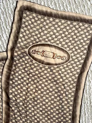 Vintage Gucci GG 80s 90s Silk Monogram Brown Scarf Made In Italy • $80