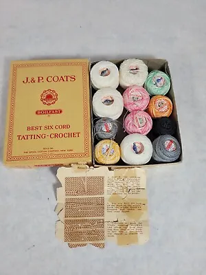Vintage J. & P. COATS BOILFAST Tatting Crochet Thread 12 Spools New/Used USA • $17.50