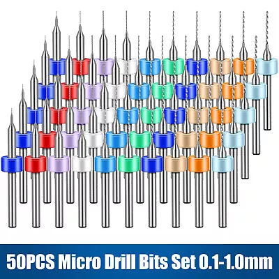 50Pcs Mini Carbide Micro Drill Bit Set 0.1-10mm For PCB CNC Print Circuit Board • $12.98