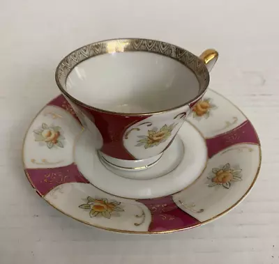 Vintage Demitasse Ucagco China Floral Tea Cup & Saucer Gold Trim • $15