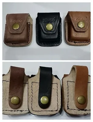 Zippo Lighter Leather Holder Case Pouch Cover Button Loop In Three Colors NEW • £12.98