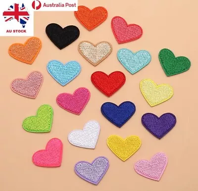 Colorful Embroidery Heart Patches Embroidered Iron On Patch Crafts • $1