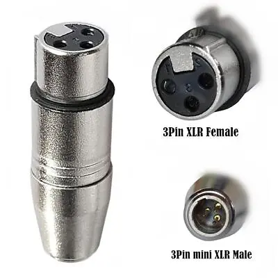 XLR 3-Pin Female To Mini XLR 3-Pin Male Audio Microphone Adapter • £5.95