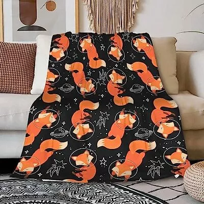 Fox Blanket Cherry Blossom Blanket Cozy Soft Lightweight Flannel Throw Fox Ch... • $43.58