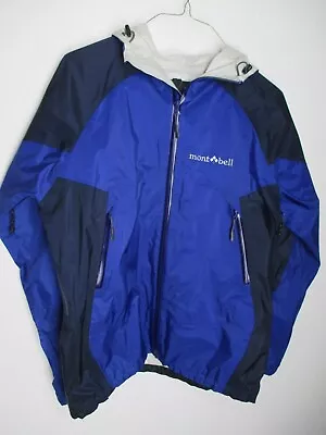 Mont-bell Rain Jacket Size L Blue Black Waterproof Shell Layer Nylon Taped Seal • $78