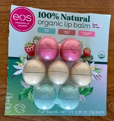 EOS Organic Lip Balm 7 PACK Spheres 100% Natural Shea - Strawberry+Vanilla+Mint • $22