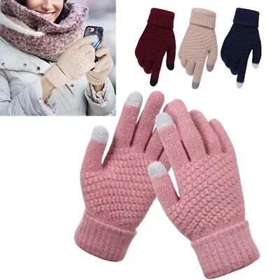 Women's Winter Touchscreen Gloves Warm Knit Gloves For Running Driving Cycling • £1.59