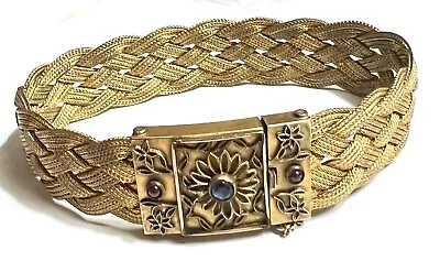 Vintage Victorian E 1/20 12k GF Braided Mesh Bracelet With Stones NICE! • $125