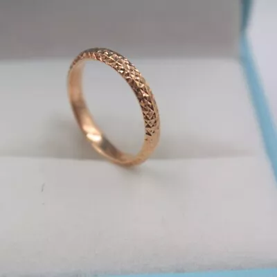 £76.36 • Buy 18K Solid Gold Ring Real Rose Gold Diamond Facet Women's Ring Stamped Au750