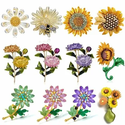 Crystal Daisy Sunflower Enamel Brooch Pin Party Women Fashion Jewelry Gift • £255.20