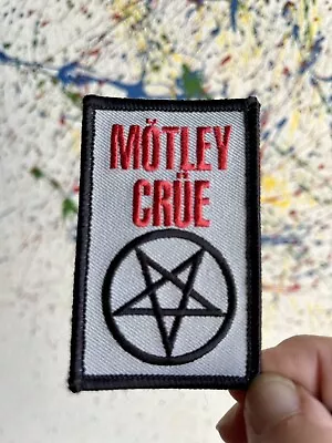 Motley Crue Iron On Patch Pentacle Red Black Embroidered On Grey • $5.99