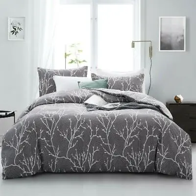 $35 • Buy All Size Bed Quilt Duvet Doona Cover Set 100% Cotton Bedding Pillowcase Grey