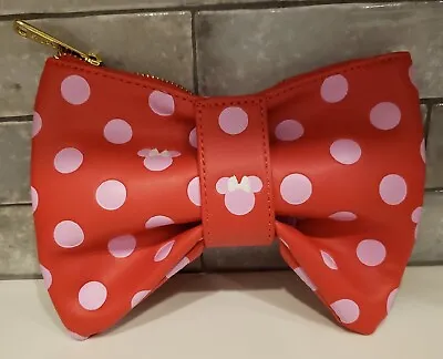 LOUNGEFLY DISNEY Minnie Mouse Pink Red Polka Dot  Fanny Pack Zip Pouch *no Strap • £19.28